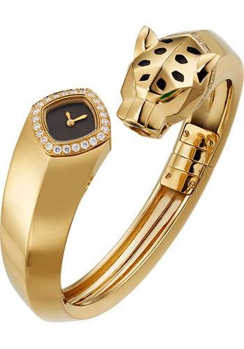 Cartier Panthere de Cartier Bangle Watch – 18 mm Yellow Gold Case – Black Dial – Size 17 Bracelet – HPI01217