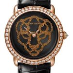 Cartier Revelation D’Une Panthere Watch – 37 mm Pink Gold Diamond Case – Black Dial – Black Alligator Strap – HPI01259