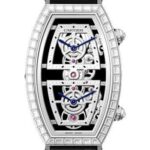 Cartier Tonneau Skeleton Xl Watch – 52.4 mm x 29.8 mm Platinum Diamond Case – Skeleton Dial – Black Leather Strap – HPI01291
