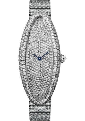 Cartier Baignoire Allongee Watch – 47 mm White Gold Case – Diamond Bracelet – HPI01306