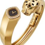 Cartier Panthere de Cartier Bangle Watch – 18 mm Yellow Gold Case – Black Dial – Size 16 Bracelet – HPI01341