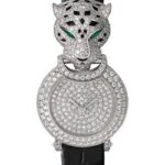 Cartier La Panthere Watch – 23.6 mm White Gold Diamond Case – White Gold Dial – Black Leather Strap – HPI01426