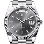 Rolex Day-Date 40 Slate Dial Fluted Bezel Platinum President Men’s Watch 228236