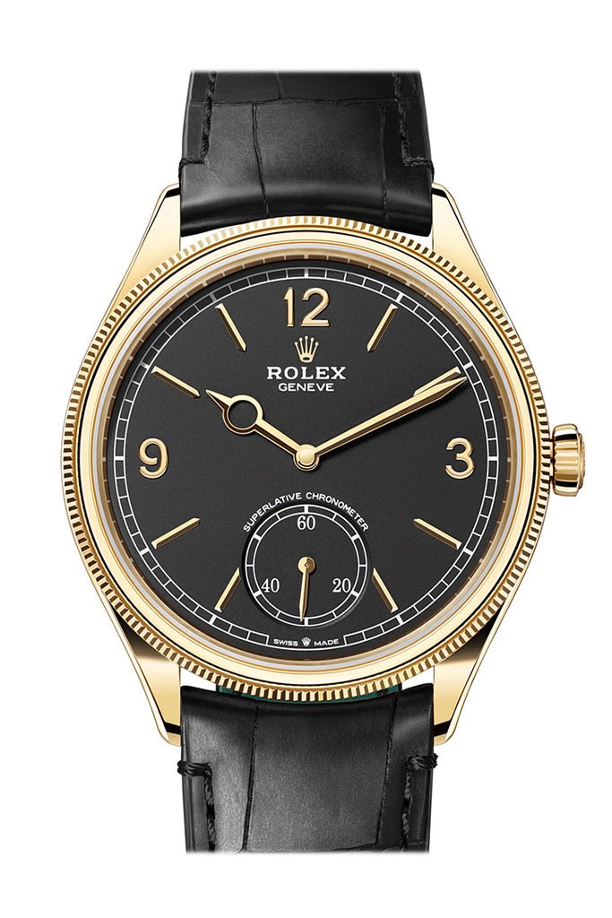 Rolex 1908 39mm Black Dial Yellow Gold Men’s Watch 52508