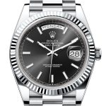 Rolex Day-Date 40 Black Dial Fluted Bezel Platinum President Men’s Watch 228236