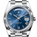 Rolex Day-Date 40 Blue Dial Fluted Bezel Platinum President Men’s Watch 228236