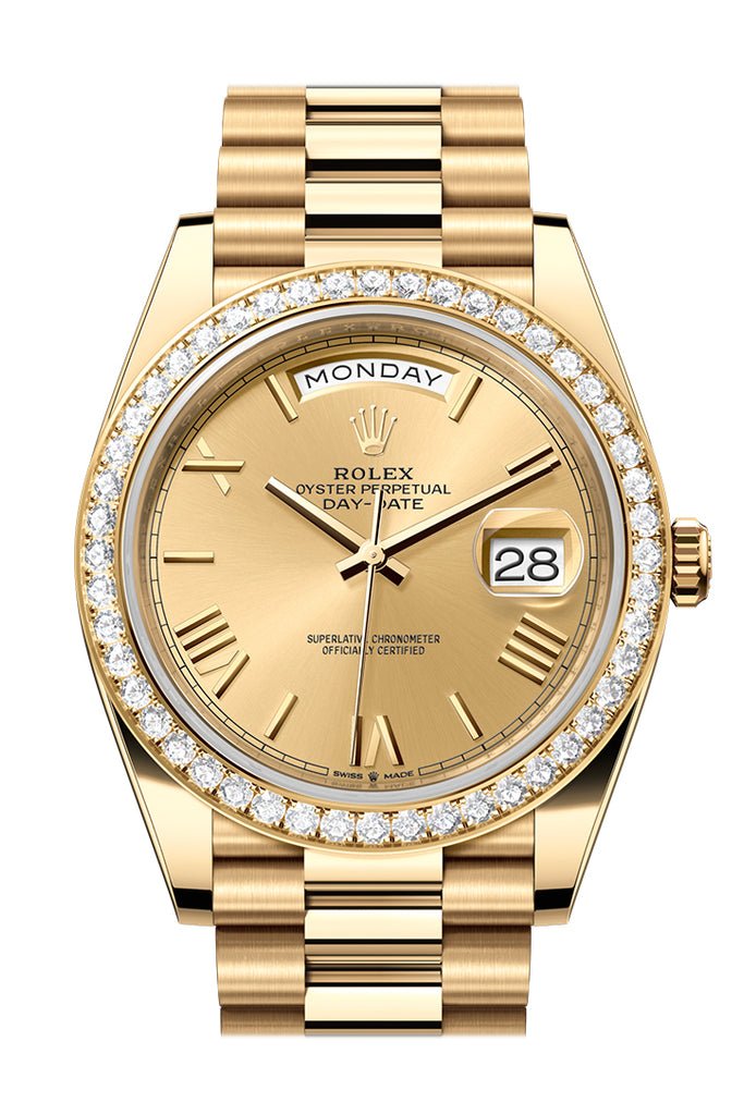 Rolex Day-Date 40 Champagne Roman Dial Yellow Gold President Men’s Watch 228348RBR 228348