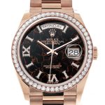 Rolex Day-Date 36 Eisenkiesel Dial Diamond Bezel 18K Everose Gold President Watch 128345RBR