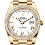 Rolex Day-Date 40 White Roman Dial Yellow Gold President Men’s Watch 228348RBR 228348