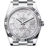 Rolex Day-Date 40 Meteorite Diamonds Dial Fluted Bezel Platinum President Men’s Watch 228236