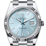 Rolex Day-Date 40 Ice-Blue Dial Dial Fluted Bezel Platinum President Men’s Watch 228236