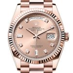 Rolex Day-Date 36 Rose Colour Dial Fluted Bezel 18K Everose gold President Watch 128235