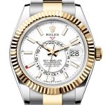 Rolex Sky Dweller 42 White Dial Yellow Gold Stainless Steel Oyster Mens Watch 336933