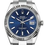 Rolex White Rolesor Datejust 41 Watch – Fluted Bezel – Bright Blue Fluted Motif Index Dial – Oyster Bracelet – 126334 blflmio