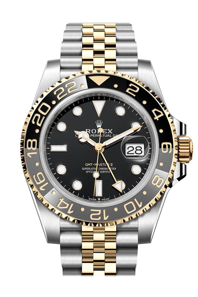 ROLEX GMT-Master II Black Dial Steel 18kt Yellow Gold Men’s Watch 126713GRNR