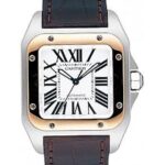 Cartier Santos 100 Watch – Medium Steel and Gold Case – Alligator Strap – W20107X7
