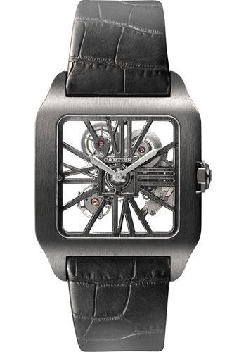 Cartier Santos-Dumont Watch – 38.7 mm Titanium Case – Satin Brushed Dial – Black Alligator Strap – W2020052