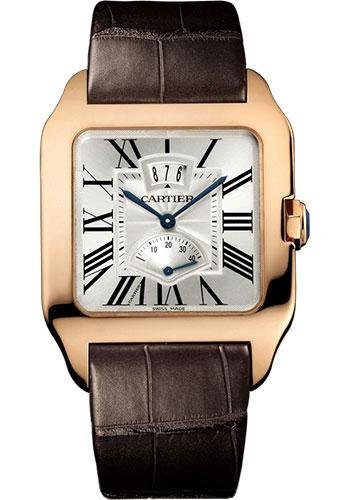 Cartier Santos Dumont Power Reserve Watch – 38 mm Pink Gold Case – Silvered Dial – Brown Alligator Strap – W2020067