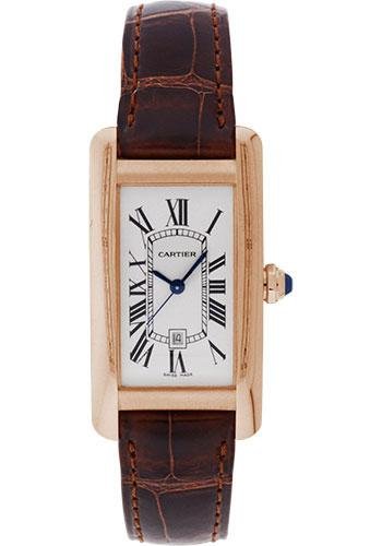 Cartier Tank Americaine Medium Model Watch – 41.6 x 22.6 mm Pink Gold Case – Brown Alligator Strap – W2620030