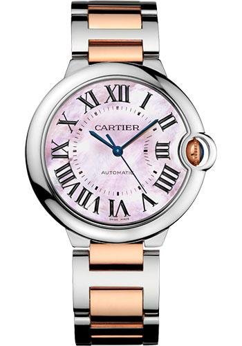 Cartier Ballon Bleu de Cartier Watch – 36 mm Steel Case – Pink Gold Bezel – Pink Mother-Of-Pearl Dial – W2BB0011