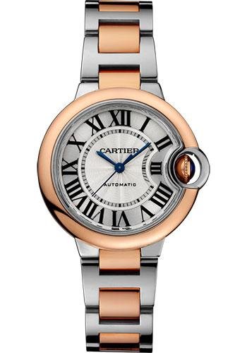 Cartier Ballon Bleu De Cartier Watch – 33 mm Steel Case – Pink Gold Bezel – W2BB0023