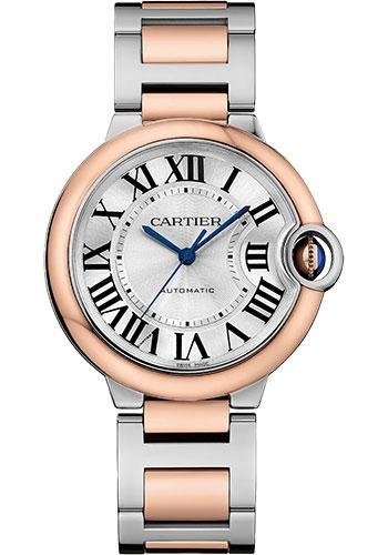 Cartier Ballon Bleu de Cartier Watch – 36 mm Steel and Rose Gold Case – Silvered Dial – Interchangeable Two-Tone Bracelet – W2BB0033
