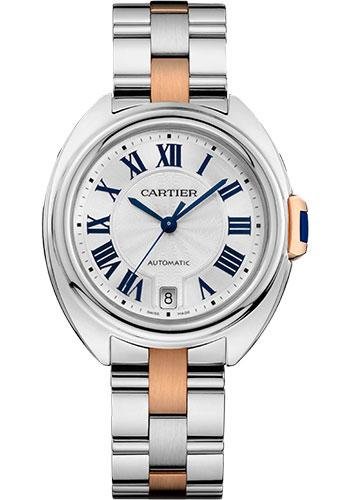 Cartier Cle De Cartier Watch – 35 mm Steel Case – Silvered Dial – Steel And Pink Gold Bracelet – W2CL0003