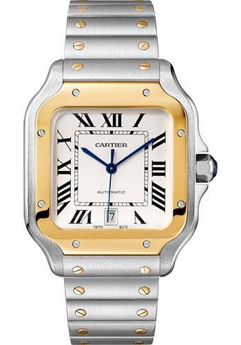 Cartier Santos de Cartier Watch – 39.8 mm Gold And Steel Case – Yellow Gold Bezel – Silvered Dial – Steel Bracelet – W2SA0009