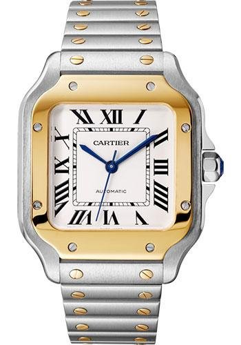 Cartier Santos de Cartier Watch – 35.1 mm Yellow Gold And Steel Case – Silvered Dial – Steel Bracelet – W2SA0016