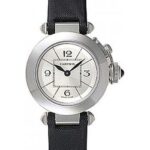 Cartier Miss Pasha Watch – 27 mm Steel Case – Silvered Dial – Toile De Moire Strap – W3140025