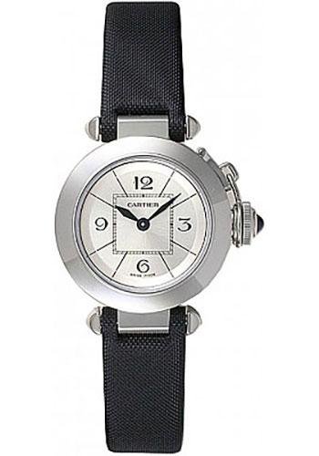 Cartier Miss Pasha Watch – 27 mm Steel Case – Silvered Dial – Toile De Moire Strap – W3140025