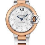 Cartier Ballon Bleu de Cartier Watch – 33 mm Steel Case – Pink Gold Bezel – Diamond Dial – W3BB0006