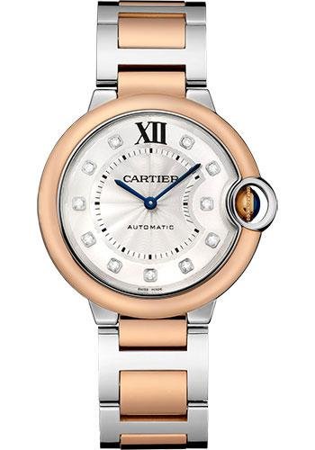 Cartier Ballon Bleu de Cartier Watch – 36 mm Steel Case – Pink Gold Bezel – Diamond Dial – W3BB0013