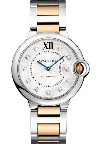Cartier Ballon Bleu de Cartier Watch – 36 mm Steel Case – Diamond Dial – Pink Gold And Steel Bracelet – W3BB0018