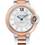Cartier Ballon Bleu de Cartier Watch – 33 mm Steel and Rose Gold Case – Silvered Diamond Dial – Interchangeable Two-Tone Bracelet – W3BB0021