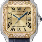 Cartier Santos De Cartier Medium Automatic Yellow Gold Steel Diamonds Interchangeable Metal And Leather Bracelets – W3SA0007