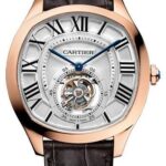 Cartier Drive de Cartier Flying Tourbillon Watch – 40 mm Pink Gold Case – White Galvanized Dial – Brown Alligator Strap – W4100013