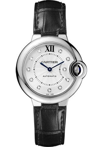 Cartier Ballon Bleu de Cartier Watch – 33 mm Steel Case – Diamond Dial – Black Alligator Strap – W4BB0009