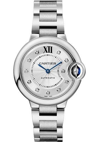 Cartier Ballon Bleu de Cartier Watch – 33 mm Steel Case – Silvered Diamond Dial – Interchangeable Bracelet – W4BB0021