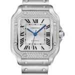 Cartier Santos de Cartier Watch – 35.1 mm Steel Case – Diamond Bezel – Sunray Dial – Interchangeable Bracelet – W4SA0005