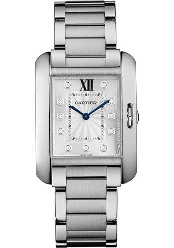 Cartier Tank Anglaise Watch – Medium Steel Case – Diamond Dial – W4TA0004