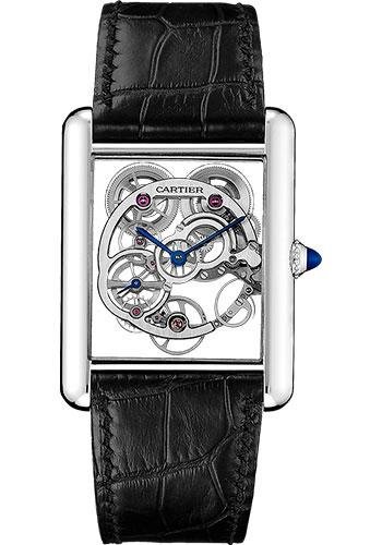 Cartier Tank Louis Cartier Watch – 30 mm White Gold Case – Pink Gold Case Bezel – Skeleton Dial – Black Alligator Strap – W5310012