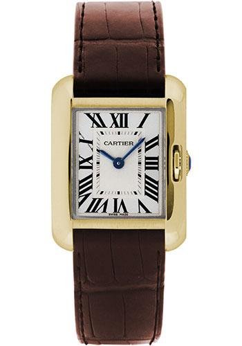 Cartier Tank Anglaise SM Watch – 30.2 mm Yellow Gold Case – Silvered Dial – Brown Alligator Strap – W5310028
