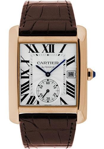 Cartier Tank MC Watch – 34.3 mm Pink Gold Case – Silvered Dial – Dark Brown Alligator Strap – W5330001
