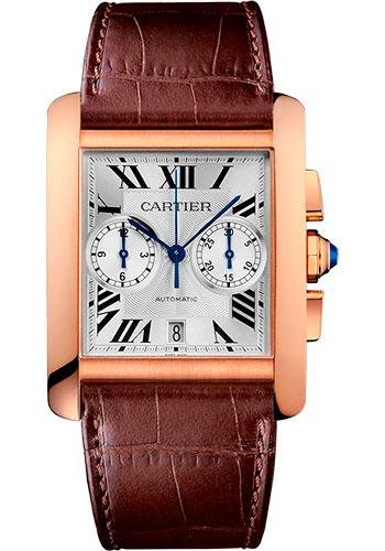 Cartier Tank MC Watch – 34.3 mm Pink Gold Case – Silver Dial – Dark Brown Alligator Strap – W5330005
