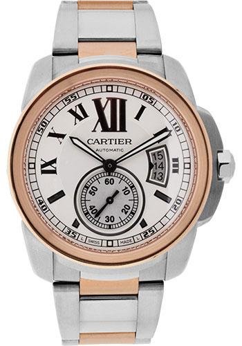 Cartier Calibre de Cartier Watch – 42 mm Steel Case – Pink Gold Bezel – Partly Snailed Dial – W7100036