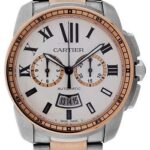 Cartier Calibre de Cartier Chronograph Watch – 42 mm Steel And Pink Gold Case – Silver Dial – W7100042