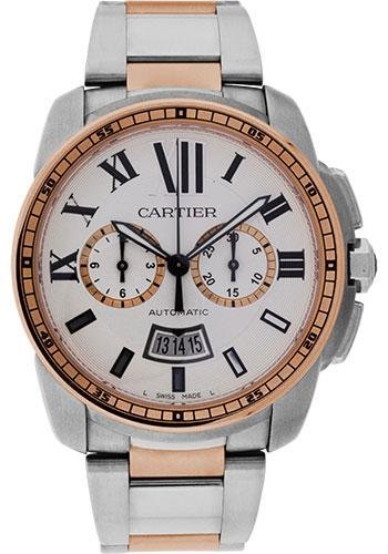 Cartier Calibre de Cartier Chronograph Watch – 42 mm Steel And Pink Gold Case – Silver Dial – W7100042
