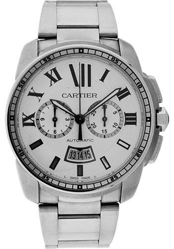 Cartier Calibre de Cartier Chronograph Watch – 42 mm Steel Case – Silver Dial – W7100045