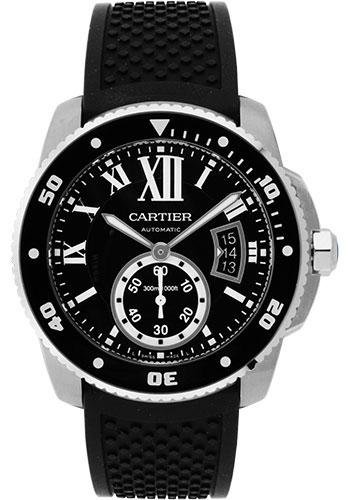 Cartier Calibre de Cartier Diver Watch – 42 mm Steel Case – Black Dial – Black Rubber Strap – W7100056
